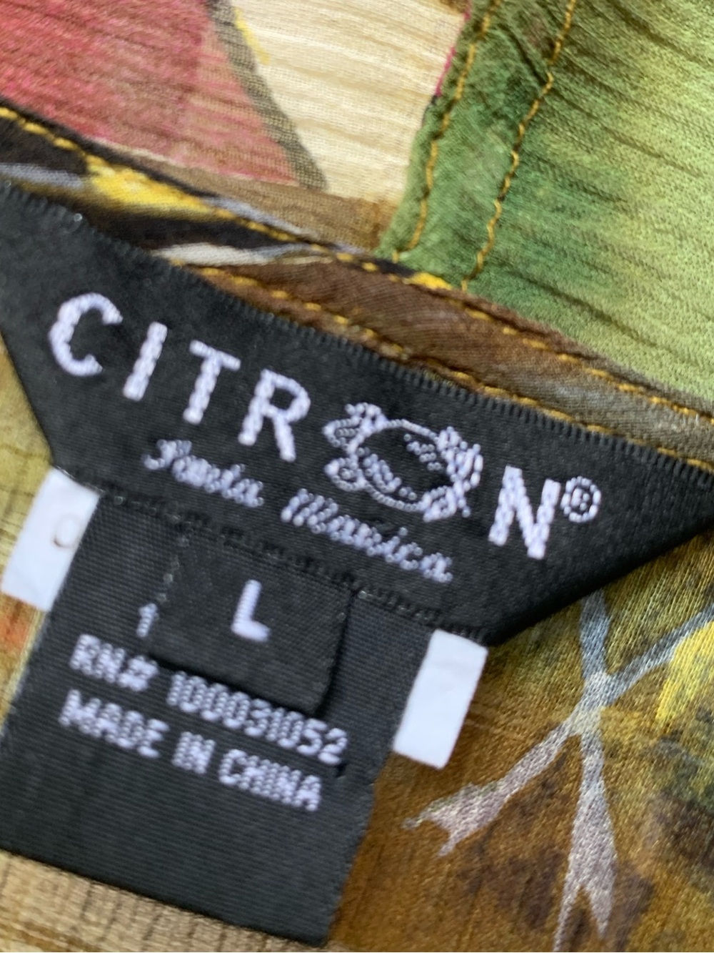 Citron Santa Monica 100% Silk Floral Kimono Cardigan Landscape Watercolor Large - Picture 2 of 13